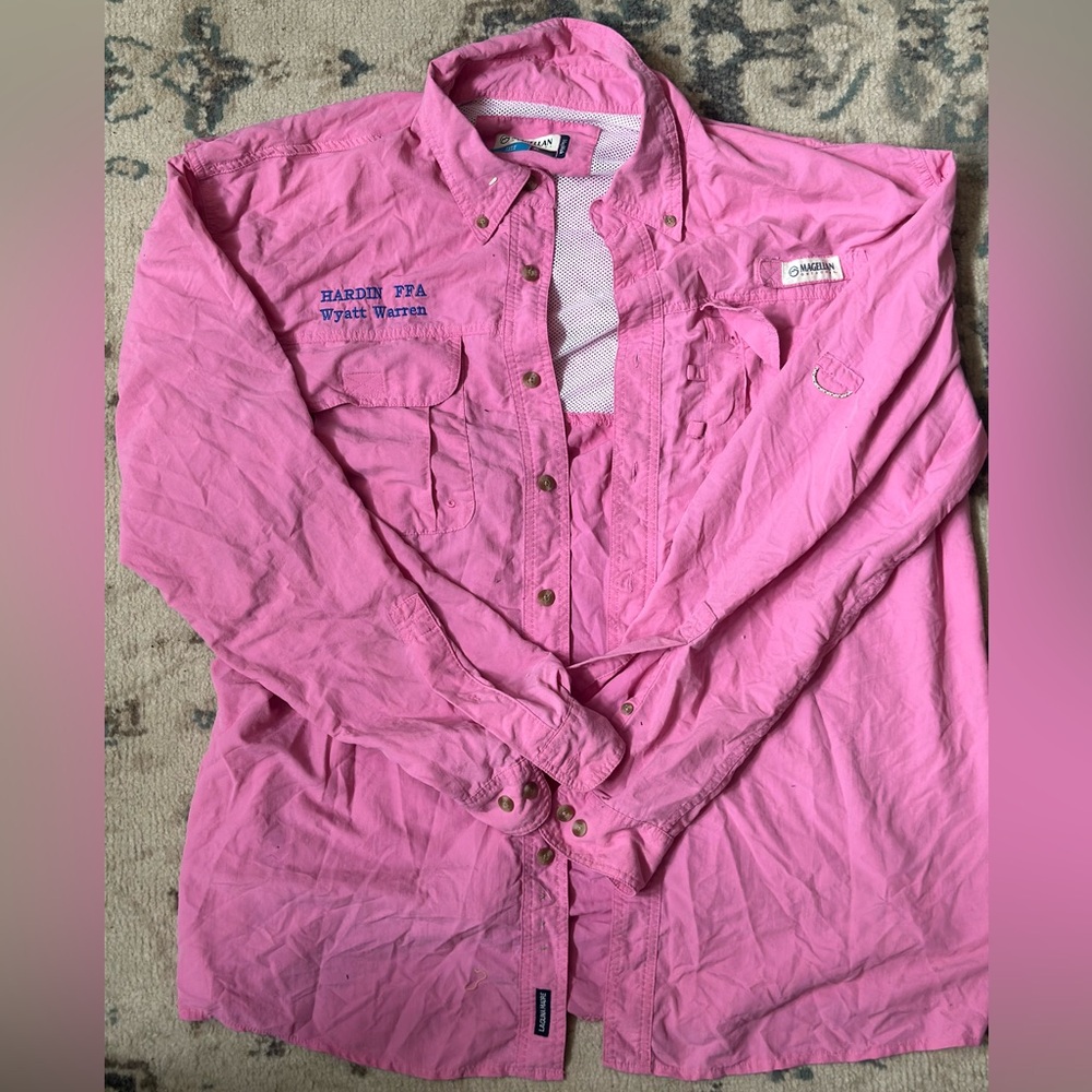 Magellan Outdoors Pink Windbreaker Jacket Lightweight Sporty Design